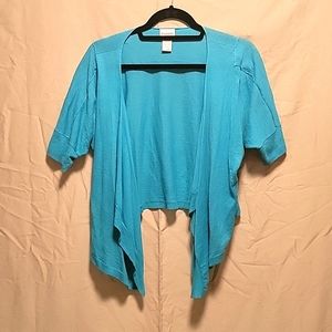 Chico's summer aqua color short sleeve cropped sweater